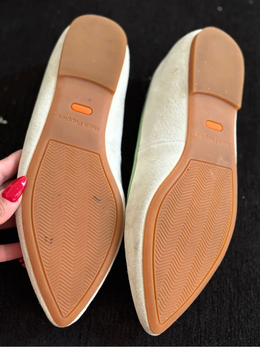 Hush Puppies Beige Suede Pointed Tassel Loafers with Pink Tassels